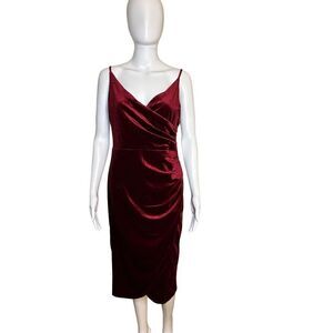 PremierAmour size 12 red wine colored velour cocktail dress NWT